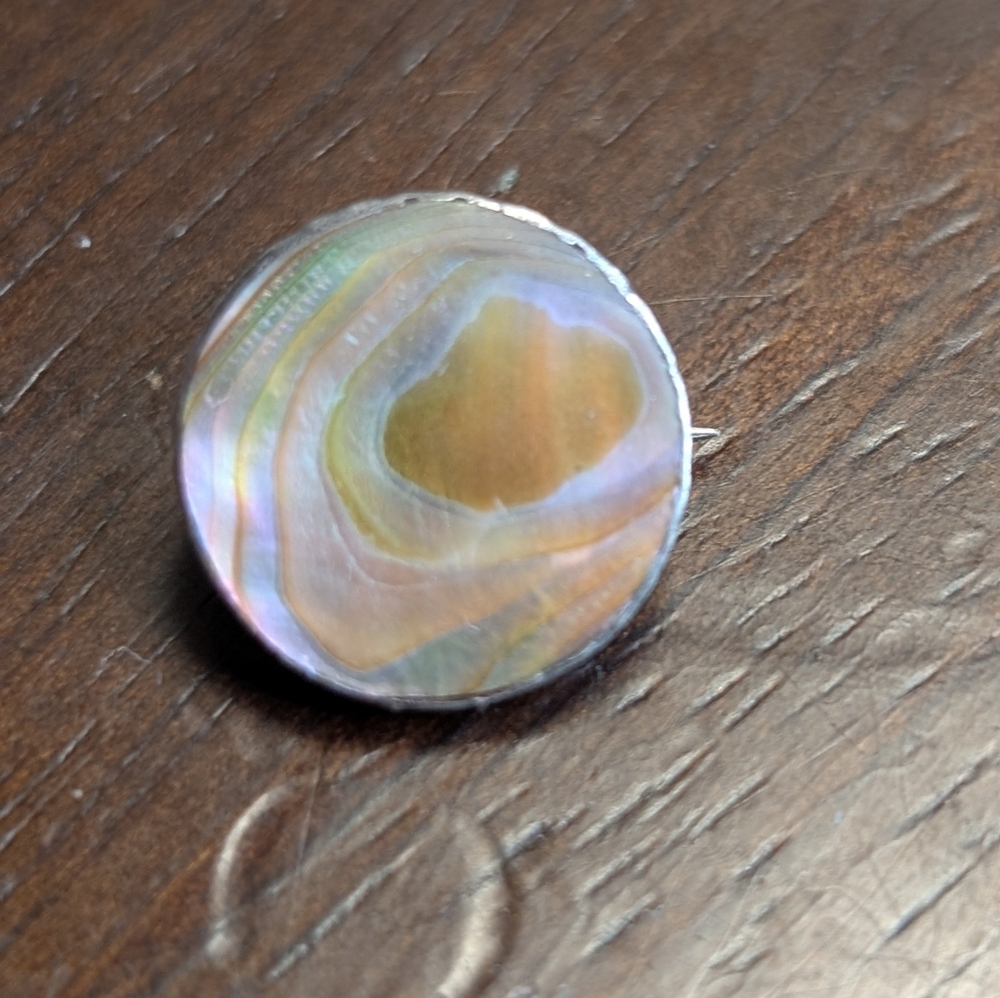 Small Vintage Abalone Sterling Silver Brooch